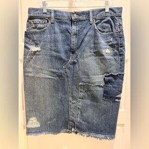 Polo by Ralph Lauren Blue Distressed Denim Pencil Skirt